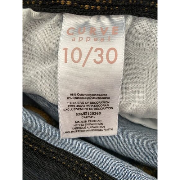 Curve Appeal Womens Mid‎ Rise Slim Fit Jeans 10/30 Medium Wash Denim Stretch - Picture 5 of 8